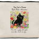Cat Flower Field Makeup Bag, Cute Animal Stuff, Flower Field Cat Accessories, For Women Sister Girl Western Lovers Birthday Christmas Friendship Travel Toiletry Bag
