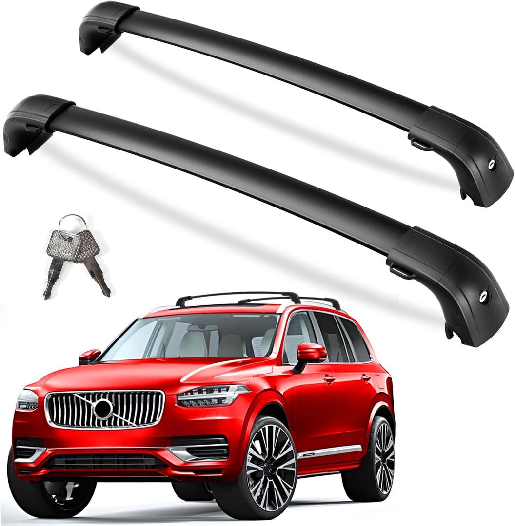 KINGGERI 300lbs Roof Rack Cross Bars Compatible with Volvo XC90 XC-90 2016-2026, Heavy Duty Anti-Theft Lockable Aluminum Roof Rails Crossbars Rooftop Accessories Luggage Racks Carrier
