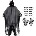 SKEFOLI Halloween Grim Reaper Costumes, Dementor Dress up Ghoul Decorate, Robe Costumes, Scary Men's Halloween Decorate