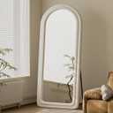 Koonmi 63"x24" Arched Mirror Full Length, Full Body Freely Standing Mirror, Flannel Floor Mirror with Stand for Bedroom, Living Room, Hanging or Against The Wall, White