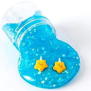 Pack of 2, GHOBROFY Galaxy Slime with Charms - Non-Sticky & Non-Toxic, Stretchy Clear Slime for Kids, Party Favors & DIY Craft, 6 Colors (Blue)