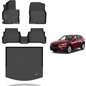 KELCSEECS Floor Mats & Cargo Liner Custom for Mazda CX-5 2013 2014 2015 2016,All Weather Protection Anti-Slip TPE Floor Liners Full Set Mazda CX5 Accessories Black