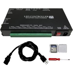 K8 ARTNET+DMX CONSOLE LED CONTROLLER, Suitable for SPI and DMX512 LED Light, Online Offline, Addressable Programmable, 1G SD Card With 96 Program Modes and Offline Software.
