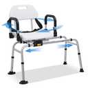 Sliding Shower Chair Tub Transfer Bench with Swivel Seat, Shower Bench for Elderly and Disabled Slides and 360° Rotates, with Pivoting Arms and No-Slip Suction Cups, Height Adjustable