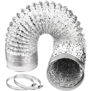 Amazon.com: 4Inch 16FT Long Flexible Aluminum Air Ducting, Heavy-Duty White 4 Layer Dryer Vent Hose, Dryer Duct for HVAC Ventilation,duct fan systems, 2 Stainless Steel Clamps Include : Appliances