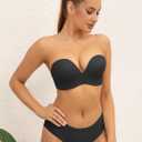 zossav Women Strapless Bra Push Up Wirefree Non-Slip Padded Bras Multiway Bandeau Convertible Straps 36A Black