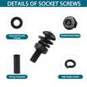 621PCS Black M5 Button Head Hex Socket Cap Screws, M5x8/10/12/14/16/18/20/25/30/35/40mm Metric Screws Bolts Nuts Washers Assortment Kit with Wrench,12.9 Grade Carbon Steel,Black Oxide Finish