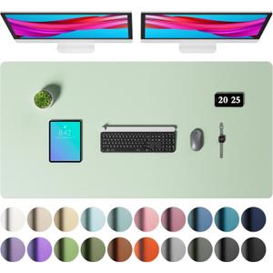 Aothia Faux Leather Desk Mat Large Mouse Pad, Non-Slip PU Leather Blotter, Waterproof Writing Surface for Office and Home (Aqua, 47.2" x 23.6")