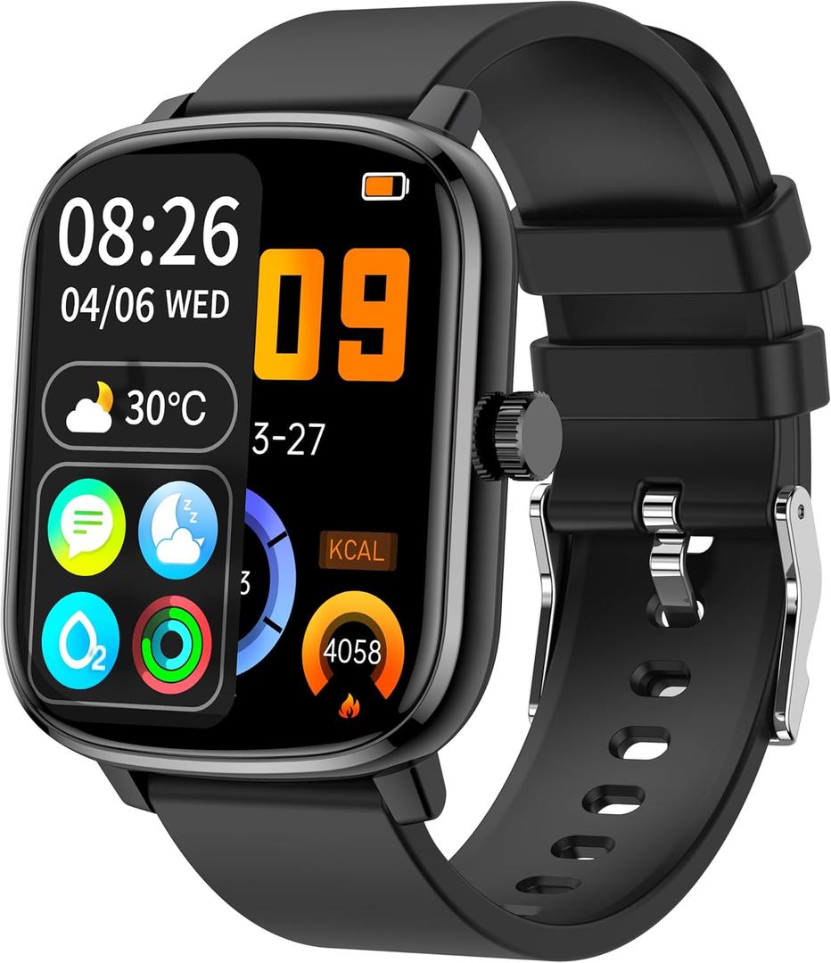 Smart Watch for Men, 1.69" Fitness Tracker with Heart Rate, Blood Pressure, Blood Oxygen Tracking, Smartwatch with 100+ Sports Modes, Step Counter Compatible with Android iOS