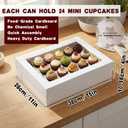 10 Pack Cupcake Boxes with Window and Inserts, 24 Pcs Mini Cupcakes Container Corrugated White Bakery Boxes for Birthday Holiday Party Bakery Supplies (15x11x4 Inch)