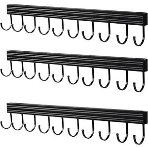 NiHome Aluminous Hat Rack Organizer for Space-Saving Wall, Closet, Door Storage, Flexible Hooks and Clips for Baseball Caps, Coats, Towels - Offers Adhesive and Drill Mounting Options, 2 Packs