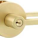 Leydebong 1 Pack Gold Door Handles Interior, Brushed Gold Door Knobs, Heavy Duty Door Levers for Bath/Bedroom, Reversible for Right/Left Handed Doors