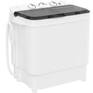 Sustainova Portable Washing Machine, Twin Tub 17.6 Lbs Capacity, (11 Lbs) and Spinner(6.6 Lbs) Combo Mini Compact Laundry Washer for Home, Apartment, Camping, RVs and Dorms, Black/White