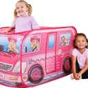 Barbie Coastal Cowgirl Camper Pop-Up Play Tent for Kids  Indoor Playhouse with Roll-Up Door & Roof Openings  Easy Setup, Folds Flat for Storage  Safe for Toddlers & Kids Ages 3+