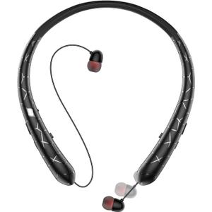 Bluetooth Neckband Headphones, Retractable Headphone with Mic, 18 Hours Playtime, IPX5 Sweatproof Wireless Neckband Headphones for Gym, Running and Outdoor Sports