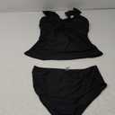 Aleumdr Two Piece Tankini Swimsuits for Women Cutout Tummy Control Bathing Suit Ruffled V Neck Tank Tops with Bottom (XX-Large, Black)