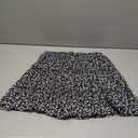 Gardenwed Women's Floral Print Solid Ruffle Hem Elastic High Waist Skirt Tennis Mini Skirts  Size L, Black