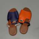 GORGLITTER Women's Glitter Rhinestone Flat Sandals Colorblock Dressy Comfortable Open Toe Slip On Summer Slides Shoes Size 8