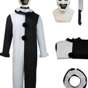 EJWCIG Art The Clown Costume with Mask,Scary Killer Clown Halloween Costume Creepy Cosplay Props for Kids 140