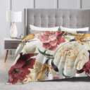 Roses Watercolor Floral Bed Blanket Ultra Soft Throw Blanket All Season Warm Light Weight Cozy Plush Blankets for Home Bedroom Sofa Chair Travel, 60"X80"