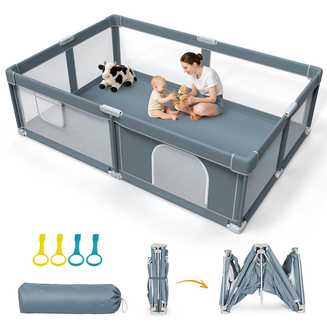 Foldable Baby Playpen - 74"50" Collapsible Playpen for Babies and Toddlers