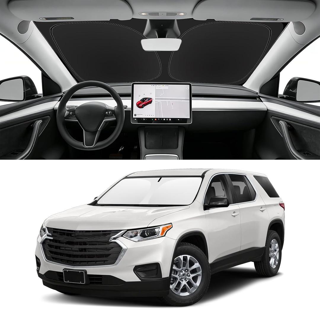 Custom Fit Windshield Sun Shade for Chevy Traverse 2018-2026, Blocks UV & Heat, Front Window Sunshade Accessories, Easy Fold & Store Keep Your Car Cooler