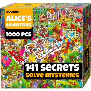 QUOKKA 1000 Piece Jigsaw Puzzle for Adults Alice in Wonderland – Puzzles for Adults 1000 Pieces Premium Box Packaging - Extra Fun Hidden Secrets & Audio Story – Perfect Relaxation Creativity Gift