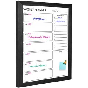Dry Erase White Board Weekly Calendar Board,17.7“x23.6,Black