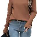 LYHNMW Women Cowl Neck Sweaters Turtleneck Long Sleeve Lightweight Knit Stretchable Loose Fit Sweater Pullover Warm Tops (Brown)