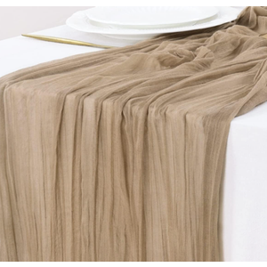 Socomi 6pcs Nude Brown Cheesecloth Table Runner Valentine's Day Boho Rustic Gauze 120 inch 10FT Cheese Cloth Runner for Wedding Party Baby Shower Birthday Home Decor Holiday Decorations