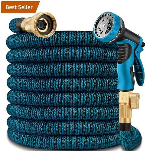 50FT Expandable Garden Hose w/10 Function Spray Nozzle, 2026 New Superior Strength Water Hoses, 3/4" Brass Connectors- Leakproof Lightweight Water Pipe for Outdoor & Gardening(Blue Black)