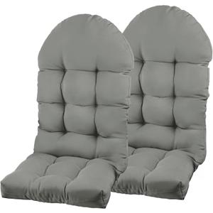 Adirondack Chair Cushion, Rocking Chair Cushion 44x19.4x4 inch, High Back Patio Cushions of Upper and Lower with Ties, Sunscreen and Fade-Resistant (Gray, 2)