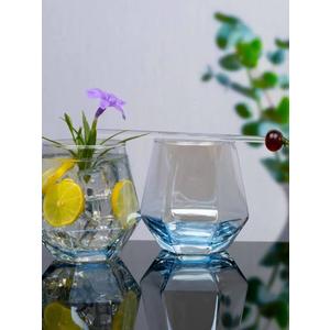2 Piece 17.7 Oz  Pink Facet Dof Glass Set