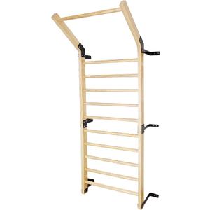 FC FUNCHEER Swedish Ladder,Gymnastics Stall Bar, Wall Mounted Pull Up Bar- Solid Wood With11 Strategic Rods-86.6 Inches Height, 32 Inches Width, Indoor Gym Workout Yoga