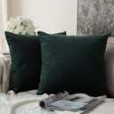 MIULEE Pack of 2 Velvet Soft Solid Decorative Square Throw Pillow Covers Set Christmas Cushion Case for Spring Sofa Bedroom Car 20x20 Inch 50x50 Cm (Army Green)
