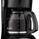 Mr. Coffee Black Coffee Maker, 12 Cups, with Auto Pause and Glass Carafe, Perfect for Home and Office Use, Black