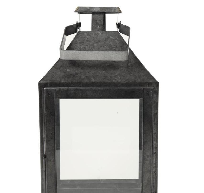 allen + roth 8-in x 14-in Dark Galvanzied Metal Tea Light Outdoor Decorative Lantern