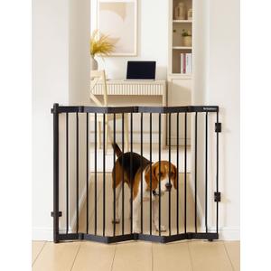 No Pawblems Retractable Safety Gate, Metal Adjustable Dog Gate for Doorways, Stairs & Hallways, Expands to 38" Wide, Auto Retract Design, No Bottom Bar, Black