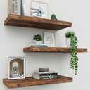 Upassion Floating Shelves for Wall Set of 3, 16" Rustic Brown Floating Shelves, Home Decor, Frame Display Wall Shelf for Bedroom, Kitchen, Bathroom, Living Room
