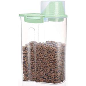 PISSION Pet Food Storage Container with Graduated Cup and Seal Buckles Food Dispenser for Dogs Cats (Green)