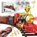 Hot Bee Train Set - Train Toys with Remote Control Trains for Boys with Smokes, Lights and Sound,Toy Train Set for Under Christmas Tree, Toddler Model Trains for 3 4 5 6 7 8+ Years Old Kids
