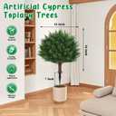 Grooy Artificial Cypress Topiary Tree with Ground Spike, Set of 2 Artificial Shrub Bushes, Fake Evergreen Tree for Porch, Artificial Plants for Outdoor Planters Indoor UV Resistant