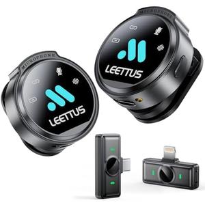 Mini Microphone for iPhone 17/16/157/Android/Tablet,Lavalier Wireless Microphones with Dual Receivers, DSP Noise Cancellation,Magnetic Clip,18H, Ideal for Video Recording,Podcast,Interviews, Gifts