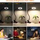 Woputne Desk Clip on Lamp for Reading Home Office, with 5V 2A Adapter, 10 Dimmable Brightness 3 Modes, Clamp Reading Light for Bed Headboard, Craft (Black)