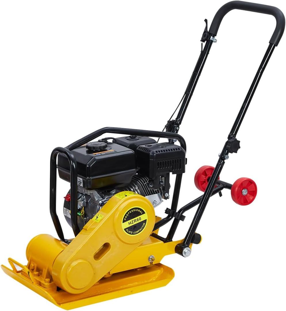 Plate Compactor 7HP 5600VPM, 4200Lbs Force Powered Rammer w/212Cc Engine, 22.1x15.9" Plate for Soil Gravel Asphalt Compaction, Landscaping Professional Ground Compactors