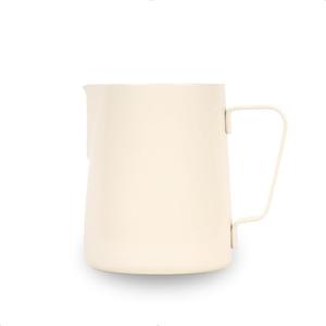 watchget Stainless Steel Milk Frothing Pitcher 12oz/350ml - Espresso Steaming Pitcher for Cappuccino, Latte Art, Coffee Machine Accessories Milk Jug Milk Frother Cup, Glossy Cream White