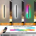 Mikeru Modern RGB 7-Color Dimmable Wall Light, 47 inches, Aluminum & Acrylic, IP65 Waterproof, Remote Control, Suitable for Outdoor/Indoor Wall Lighting