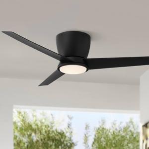 LUDOMIDE 42 Inch Low Profile Ceiling Fan with Light and Remote Flush Mount Ceiling Fans, Noiseless, 6 Speeds Reversible, Dimmable, Ceiling Fan for Bedroom, Living Room