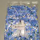 Womens Midi Floral Dress - Short Sleeve Wrap V-Neck Summer Dress with Smocked Waist - A-Line Spring Dress with Pockets (Blue, S)