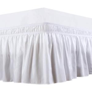 Elegant Decor 100% Egyptian Cotton Bed Skirt - 9" Drop Wrap Around Luxury - 650 Thread Count - Adjustable Elastic Dust Ruffles Wrinkle & Fade Resistant Bed Skirt - Queen, White